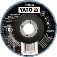 Šlifavimo diskas lapelinis išgaubtos formos mėlynas 125mm P100 INOX (YT-83335)