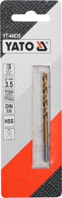 Grąžtas metalui HSS-TIN 3.5 mm (YT-44639)