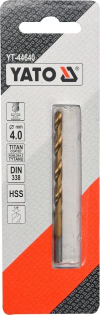 Grąžtas metalui HSS-TIN 4.0 mm (YT-44640)