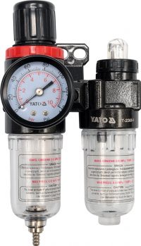 AIR REGULATOR WITH GAUGE AND FILTER 1/4"(F)x1/4"(F) FILTER VOL.  25cm3 (YT-2384)