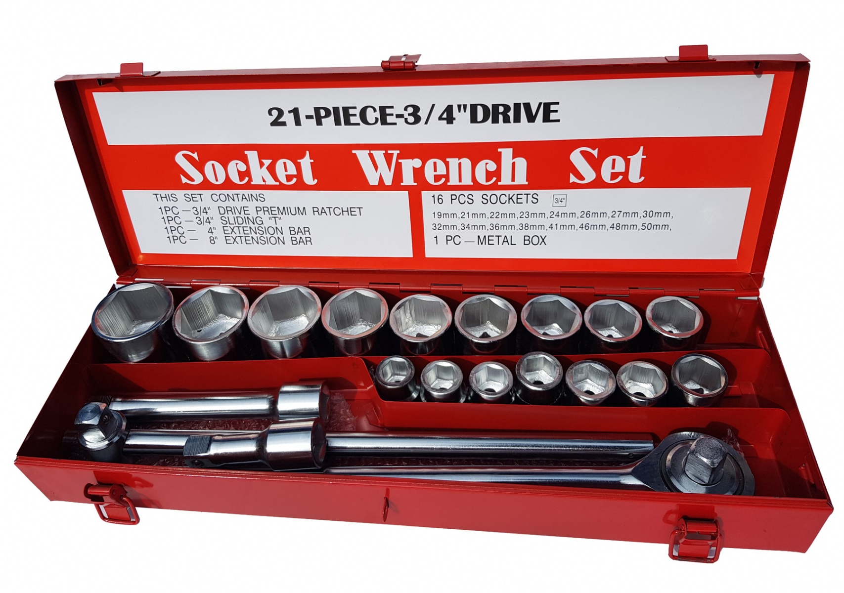 21-piece 3/4" Socket Set in metal box