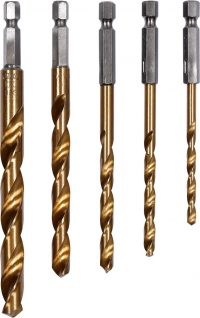 Metal drills 5pc 4-10MM HSS Hex Tin Coated (44700V)