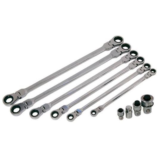 Extra long double flexi head ratchet wrench set | 10 pcs (FMT10)