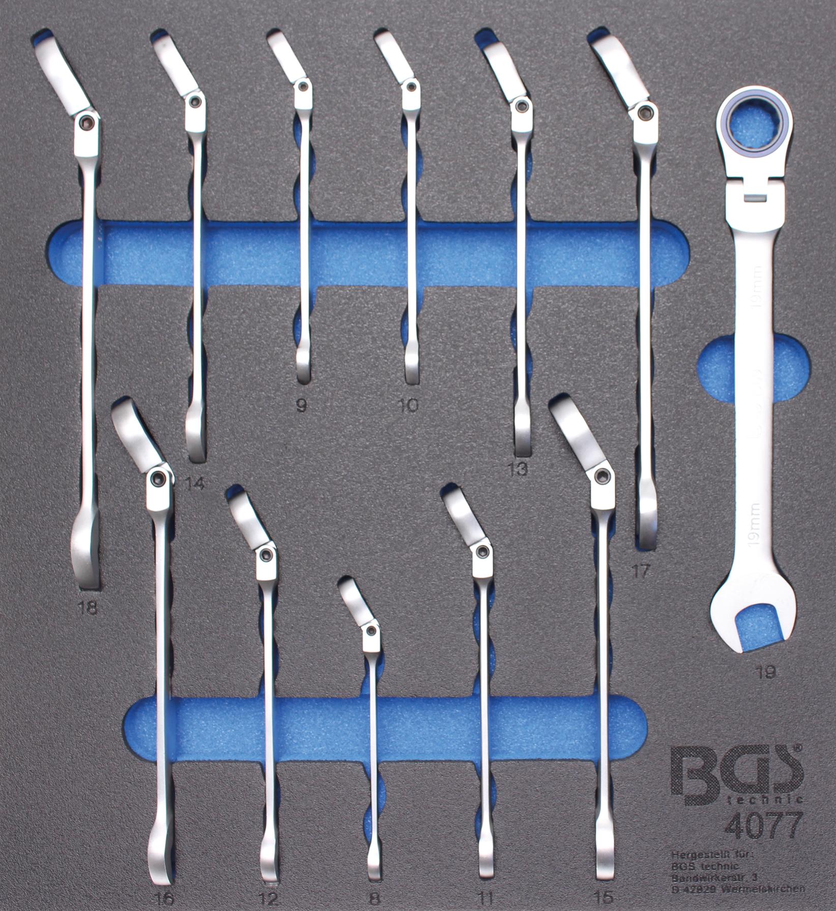 Tool Tray 2/3: Ratchet Wrenches | 90° adjustable | 8 - 19 mm | 12 pcs. (4077)