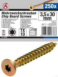 Multi-Purpose Screws | T-Star (for Torx) T10 | 3.5 x 30 mm | 250 pcs. (80992)
