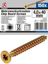Multi-Purpose Screws | T-Star (for Torx) T20 | 4.0 x 40 mm | 150 pcs. (80994)