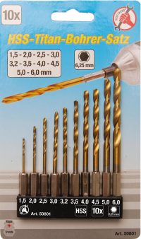 HSS Drill Set | titanium coated | 1.5 - 6 mm | 10 pcs. (50801)