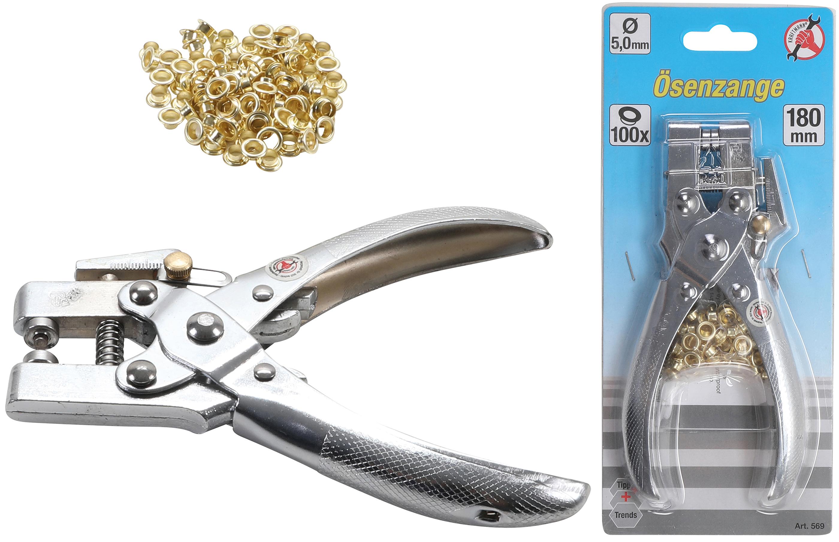 kniedijimo-repls-100-apskrit-kilp-5mm-180mm-569_1812030451441 Eyelet Pliers with 100 Round Eyelets | 5 mm | 180 mm (569)