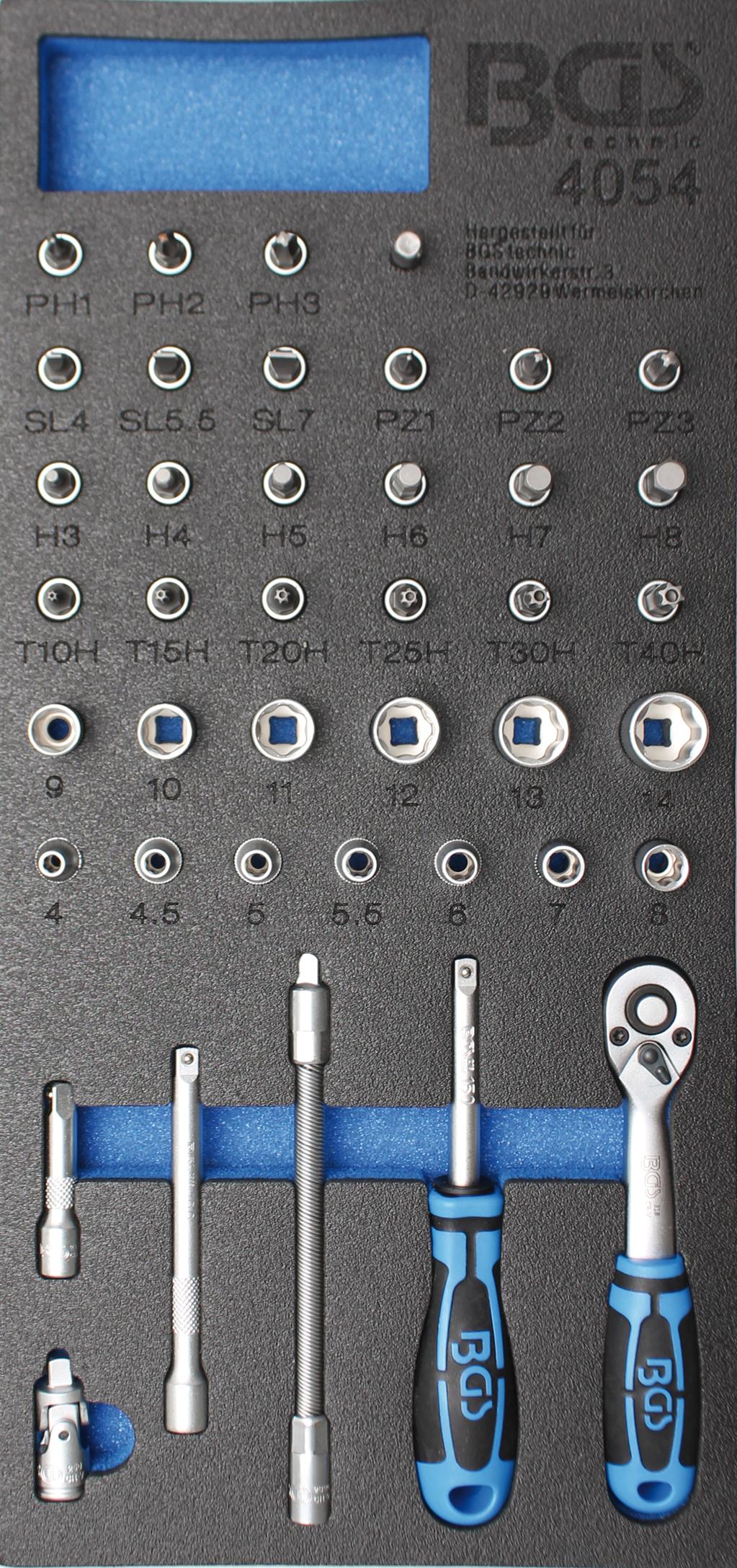 Tool Tray 1/3: Socket Set | 6.3 mm (1/4 ") | 41 pcs. (4054)