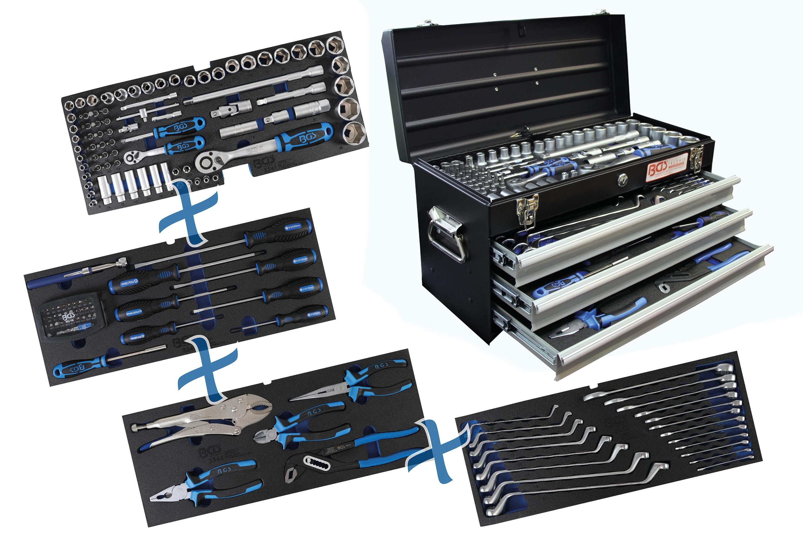 Metal toolbox | 3 drawers | with 143 tools (3318)