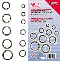 Seal Ring Assortment | metal | with Rubber sealing bead | 150 pcs. (9306)