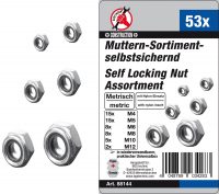 Nut Assortment | self-locking | metric | M4-M12 | 53 pcs. (88144)