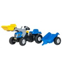Bērnu traktors ar pedāļiem rollyKid NH T7040 ar kausu un  piekabi  (2